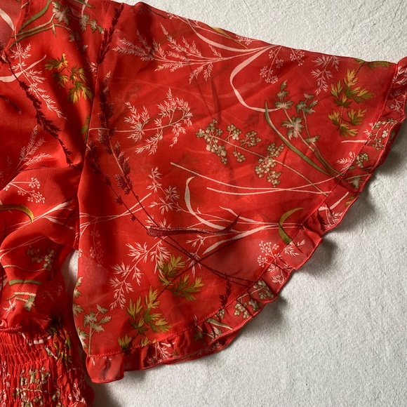 Kate.Lily Orange v-neck Tiered ruffled Summer Tropical maxi dress. Sz14 - Picture 13 of 16